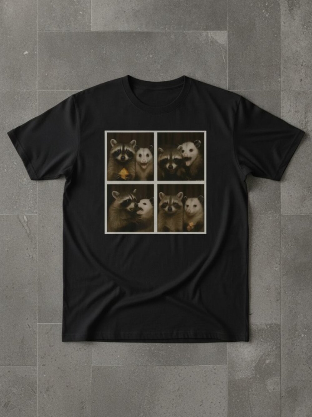 Raccoon & Opossum Graphic T-Shirt | Cute Woodland Animals Tee | Funny Nature